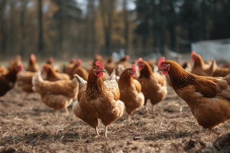 农场里的一群鸡高清图片