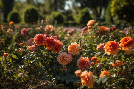 大花园中的玫瑰背景图片