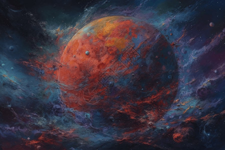 行星的油画背景图片