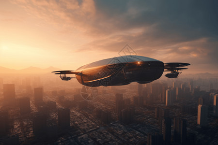 城市的新型飞行器图片