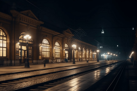 火车站的夜景图片图片