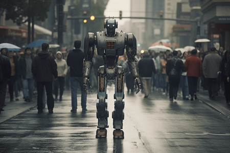 街道上的机器人背景图片