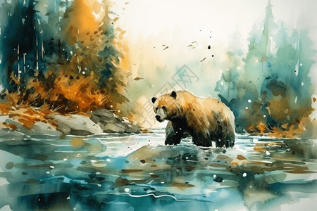 游泳的熊背景图片