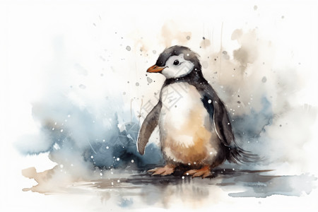 可爱小企鹅表白雪地里的企鹅插画
