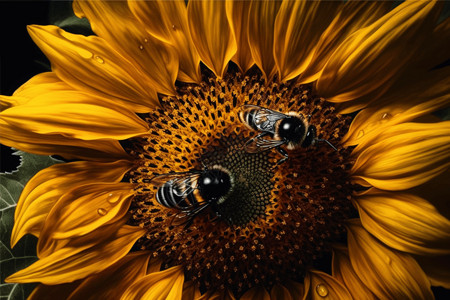 蜜蜂在向日葵上图片