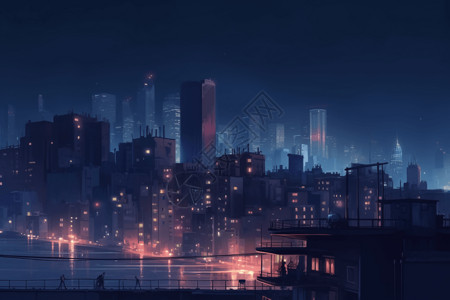 夜间城市背景图片