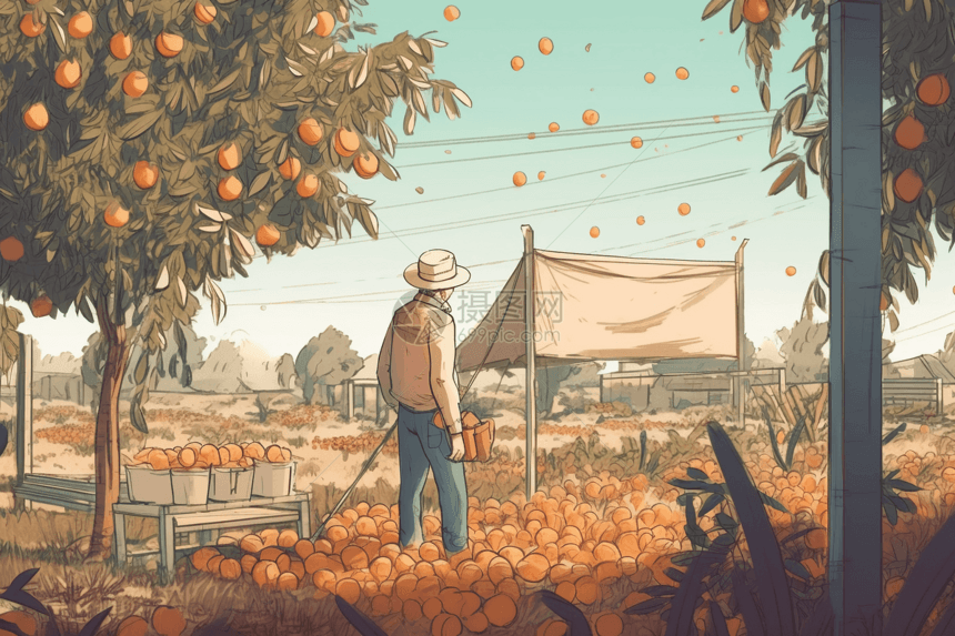 农民收获橘子图片