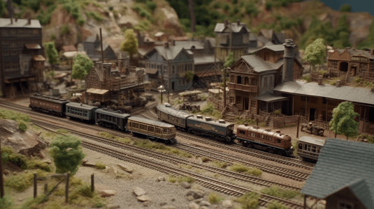 横穿乡村的火车模型图片