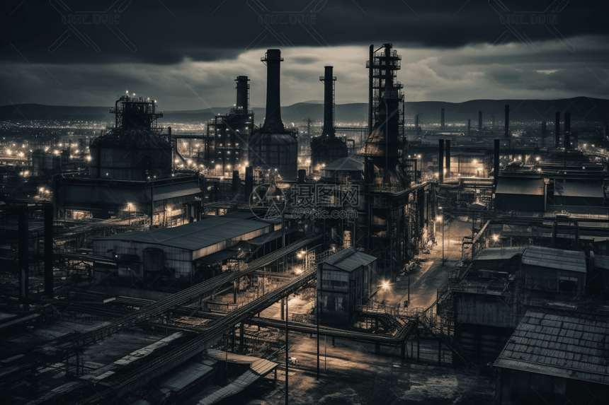 黄昏下的钢铁厂图片