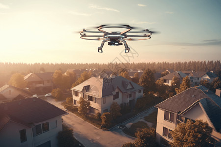 无人机航空测量住宅高清图片