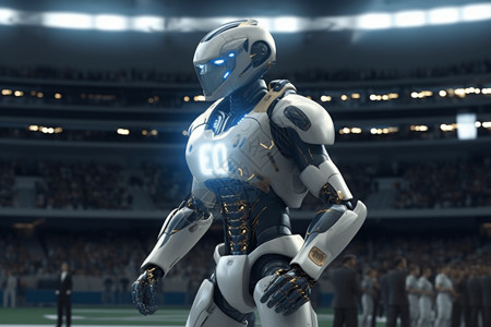 军用机器人机器人运动员在体育场设计图片