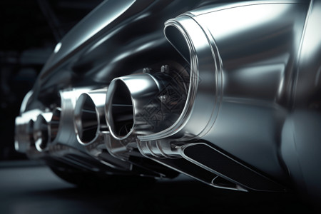 银色汽车的排气管背景图片
