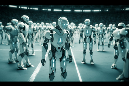 机器人竞技一群白色的机器人背景