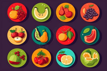 蔬果图标水果和蔬菜插画