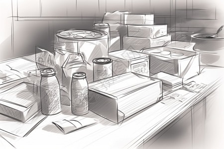 原型食品包装草图插画