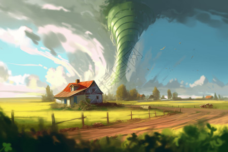 催毁农野的龙卷风插画图片
