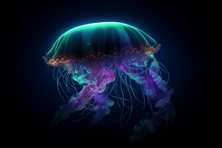 漂浮在深海的水母背景图片