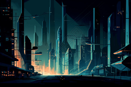科幻感的几何未来城市背景图片