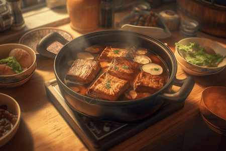 大锅炖红烧五花肉图片