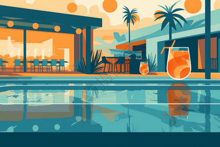 度假酒店的游泳池背景图片