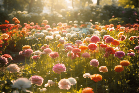 花朵风格温暖阳光下的花海背景