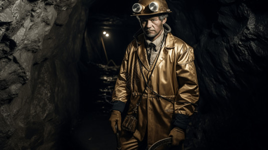 矿井里正在作业的矿工图片