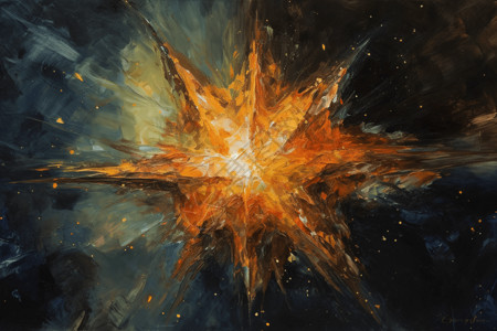 橙色星云一幅星星的油画插画