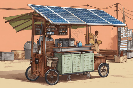 太阳能小卖车背景图片