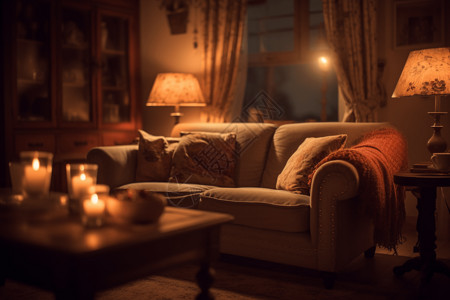 欧式蜡烛室内客厅沙发3D设计图设计图片