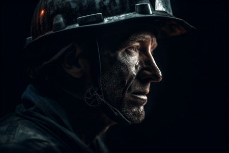 戴着头盔检查煤层的煤矿工人火花高清图片素材