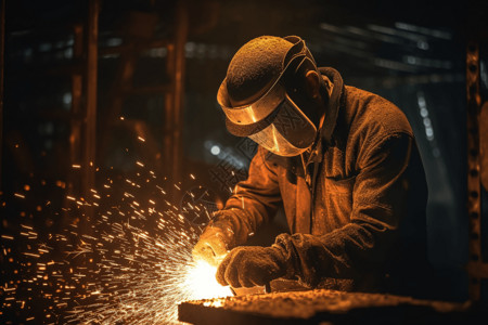 采矿工人正在作业的焊工背景