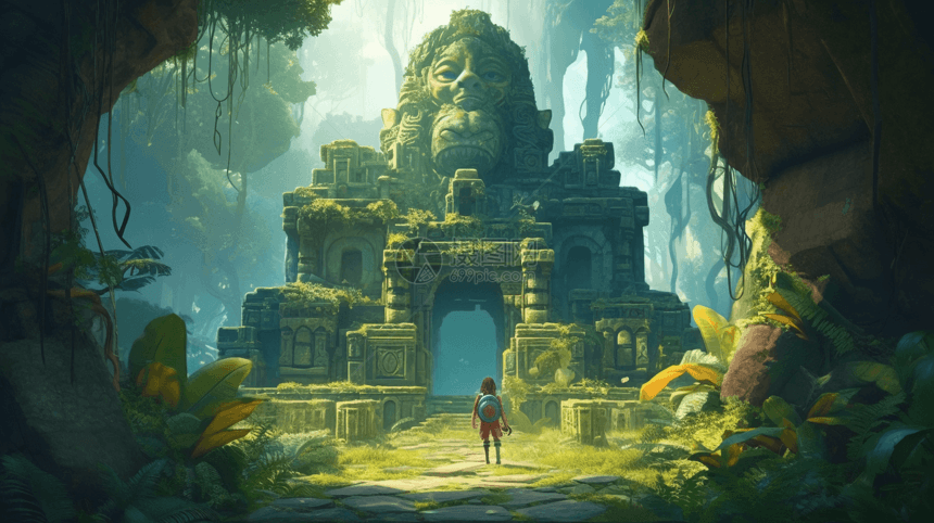 神秘的丛林神庙图片