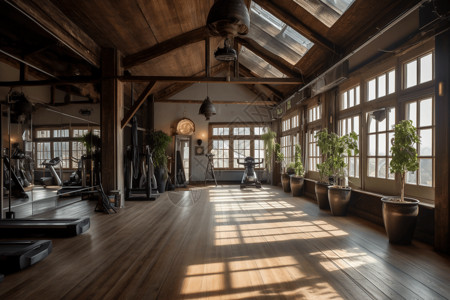 木质地板健身房图片