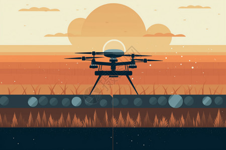无人机在田地上喷洒农药图片