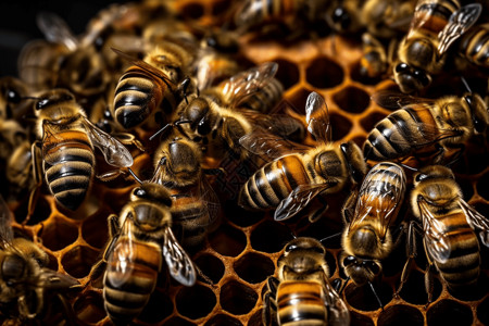 一群忙忙碌碌的蜜蜂背景