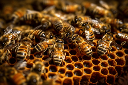 一群蜜蜂忙碌采蜜背景图片