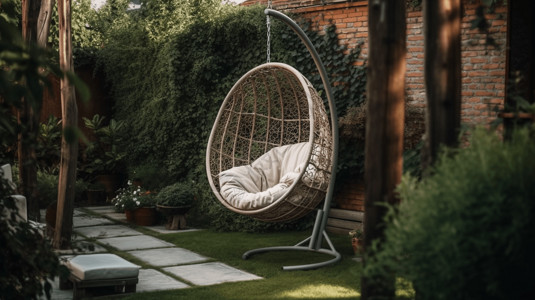 后院景观悬挂式摇摆椅3D设计图设计图片