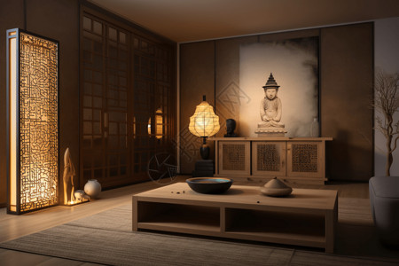 新中式风格的橱柜设计背景图片