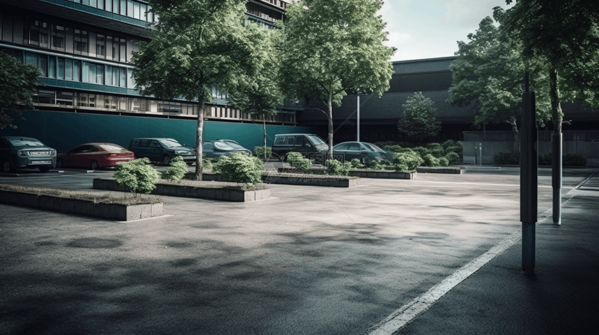 绿色城市中的空舒适停车场图片