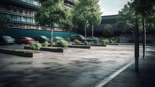绿色城市中的空舒适停车场背景图片