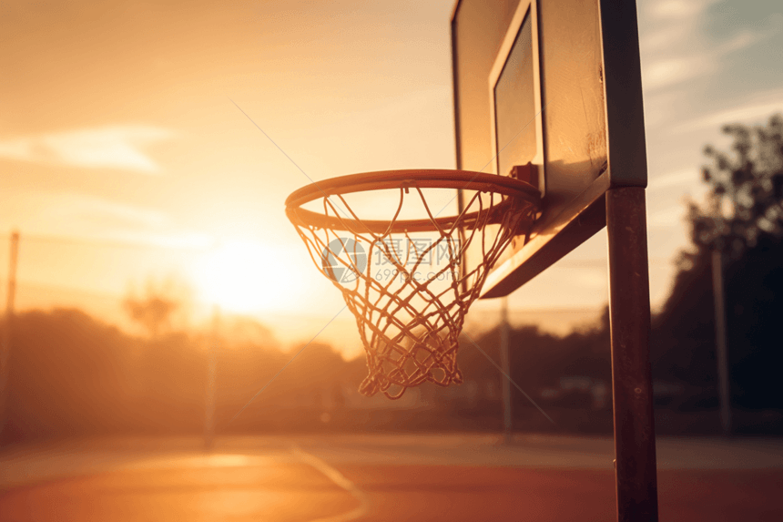 夕阳下的篮球场图片