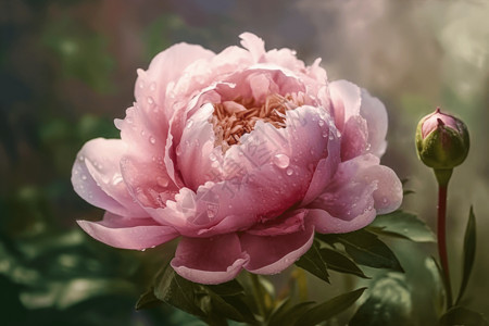 精致的粉红色牡丹背景图片