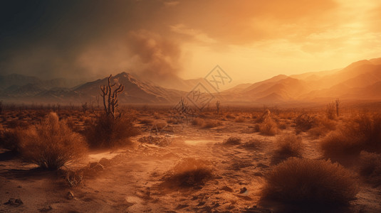 干旱的沙漠景观图片