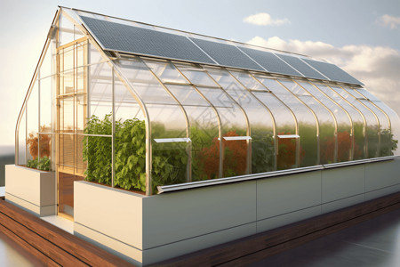 种植各类植物的太阳能温室背景图片
