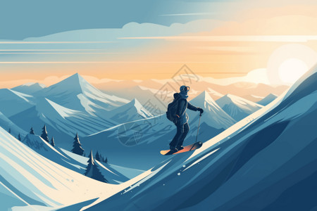 极限运动员雪山滑雪图片