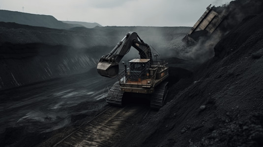 挖掘机运输煤矿中运输设计图片