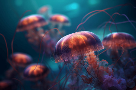 紫色水母生物高清图片素材