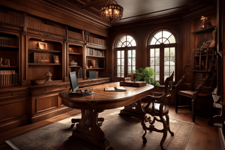 传统办公室传统复古书房背景