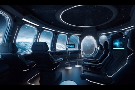 科技感太空飞船内部座椅图片