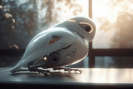 金属机器人白色鸟类机器人背景